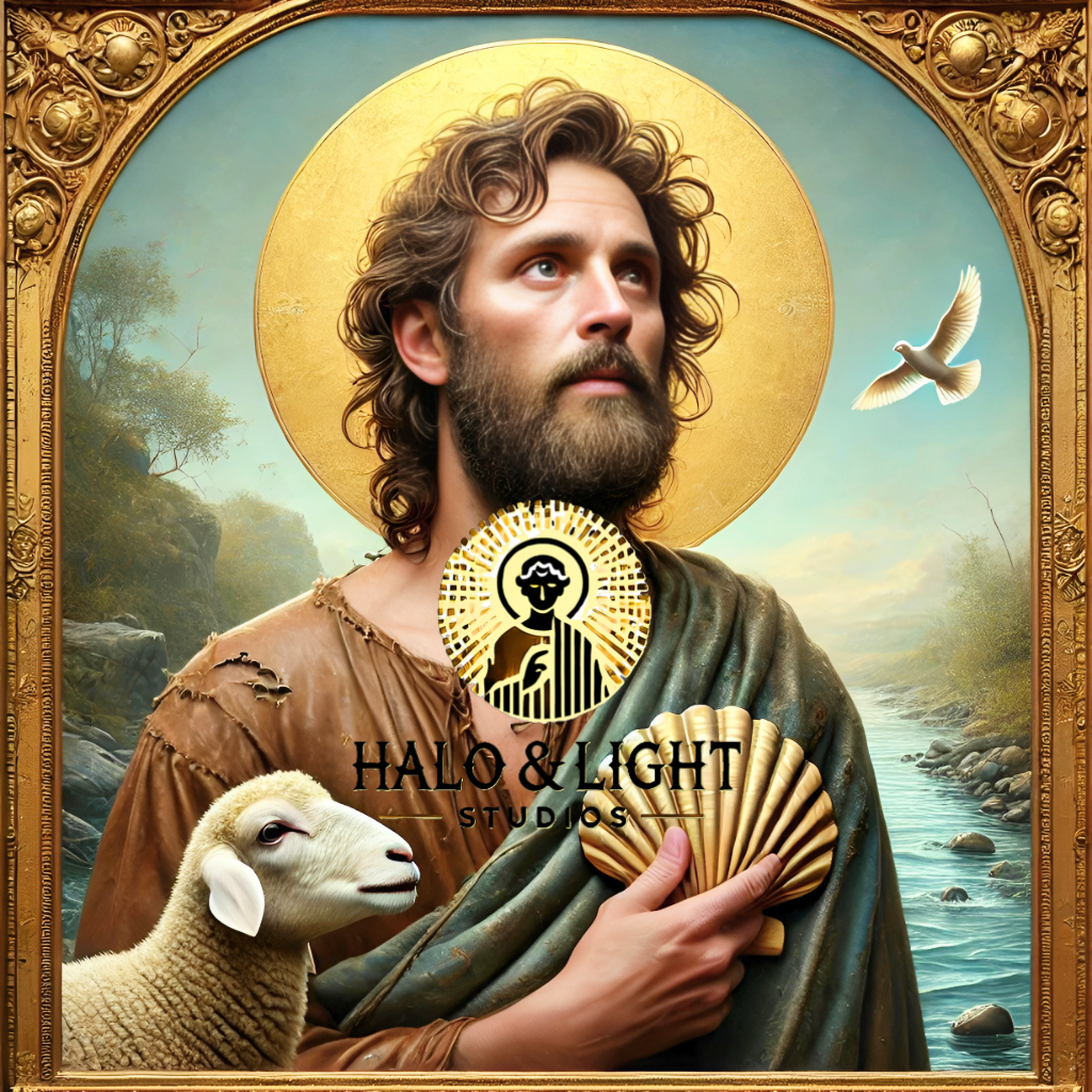 St. John the Baptist 3-Image Bundle – Baptism of Jesus (Color & Coloring Page) | Portrait Watercolor Collection