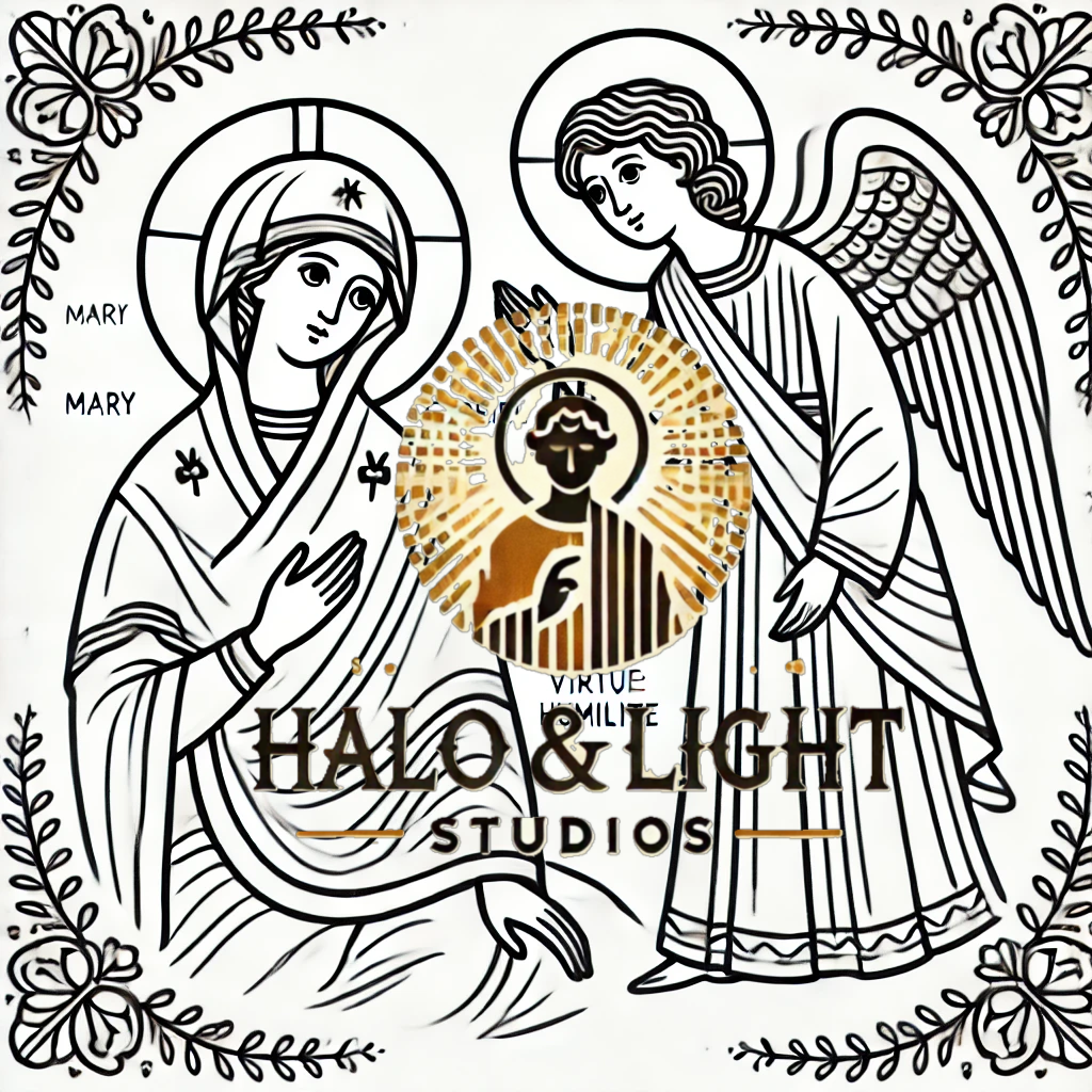 The First Joyful Mystery - Coloring Pages with Virtues 