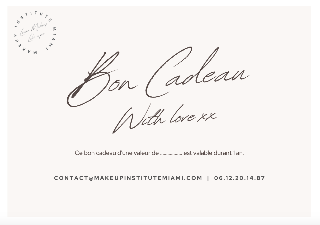 BON CADEAU COURS AUTO MAQUILLAGE