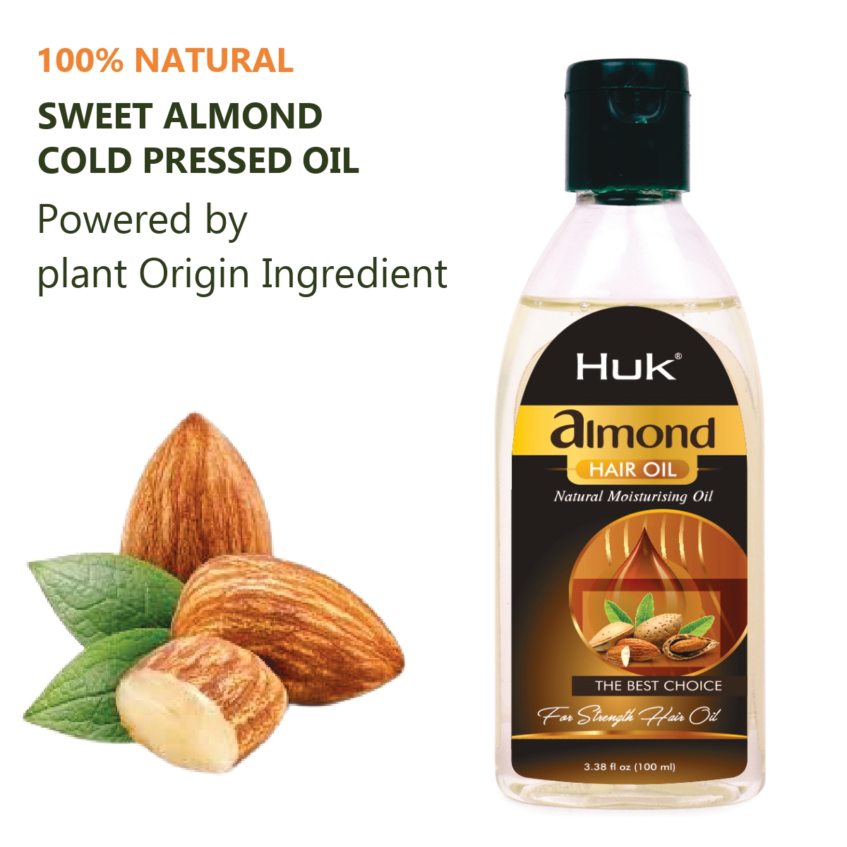 Huk Almond Hair Oil – Naturally Strong & Silky Hair