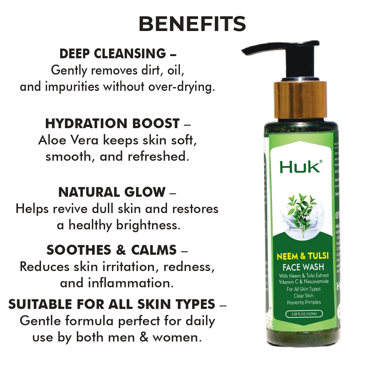 Huk Neem Tulsi Face Wash – Clear, Fresh & Healthy Skin