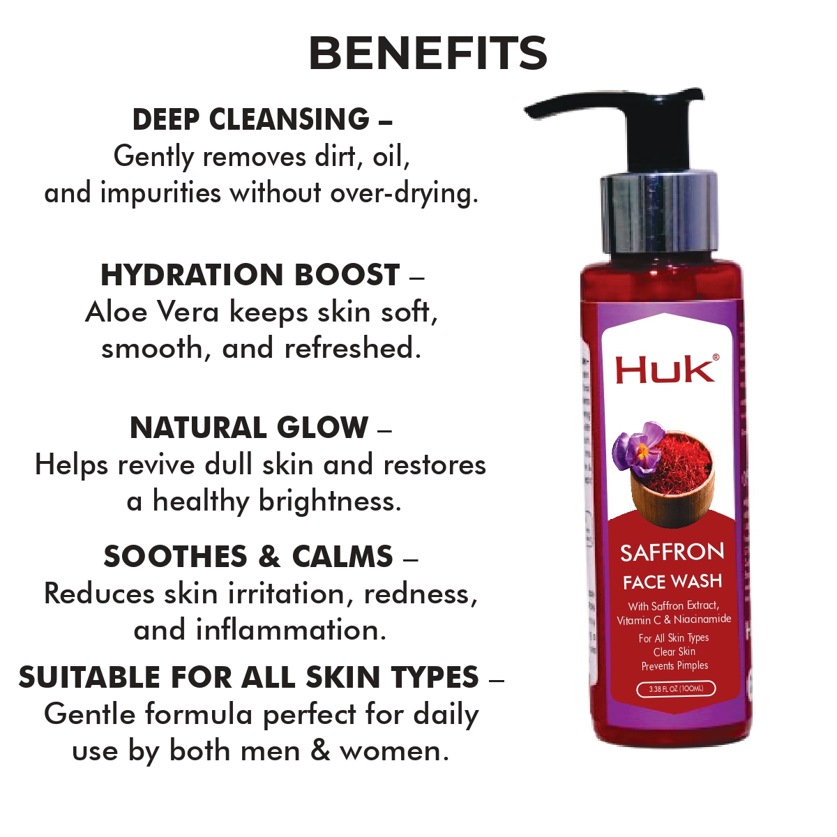 Huk Saffron Face Wash – For Radiant & Glowing Skin