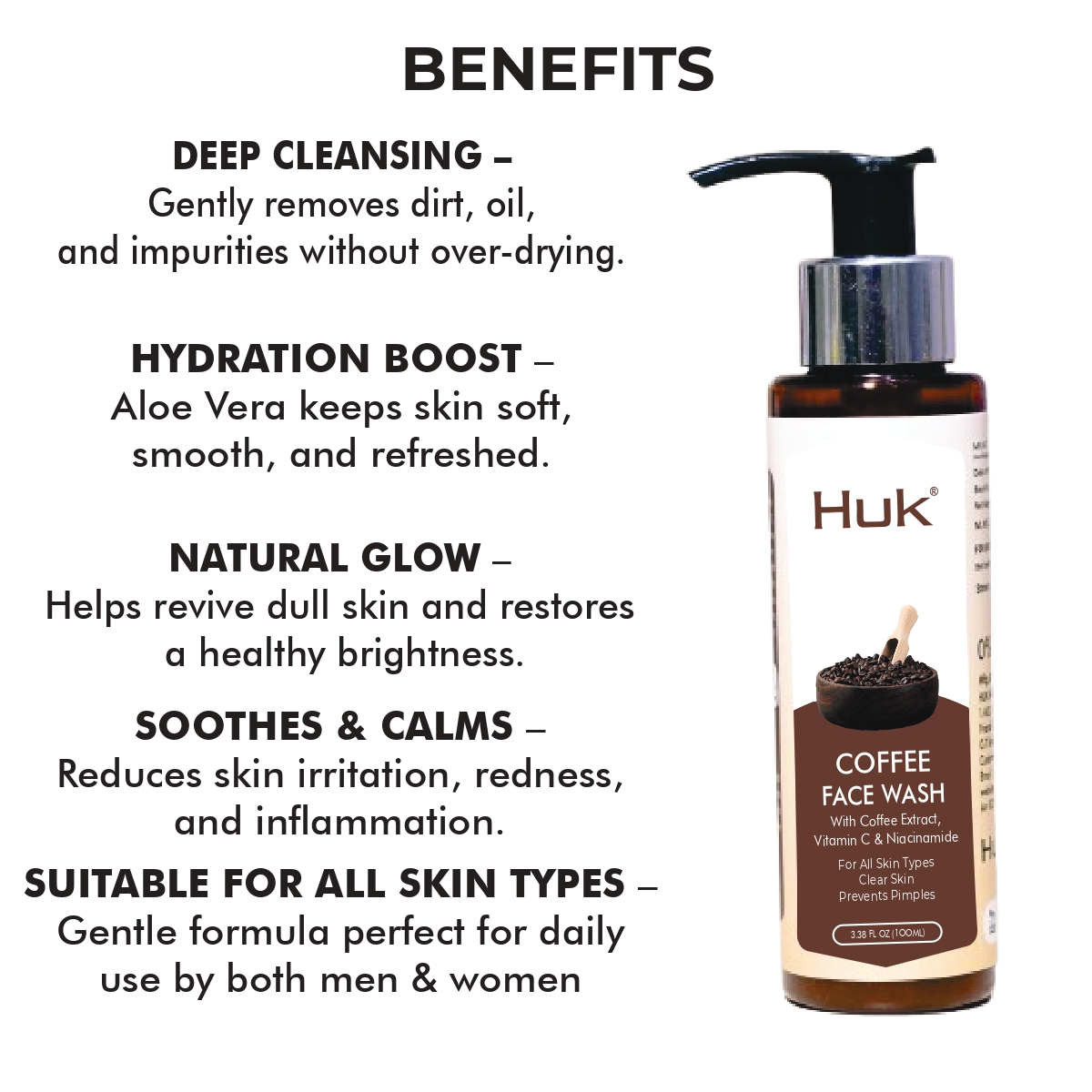 Huk Coffee Face Wash – Deep Cleansing & Refreshing Glow