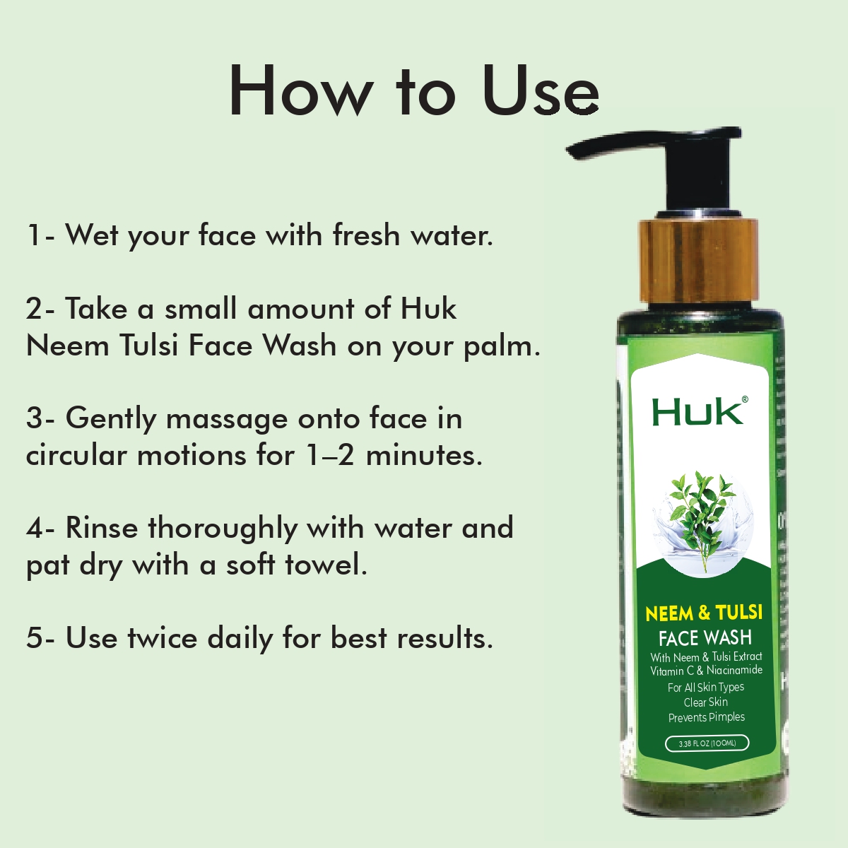 Huk Neem Tulsi Face Wash – Clear, Fresh & Healthy Skin