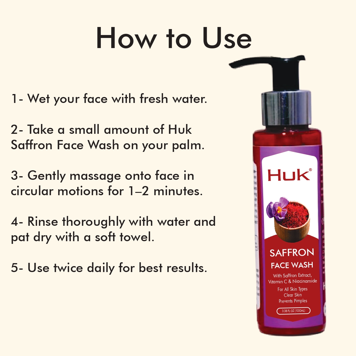 Huk Saffron Face Wash – For Radiant & Glowing Skin