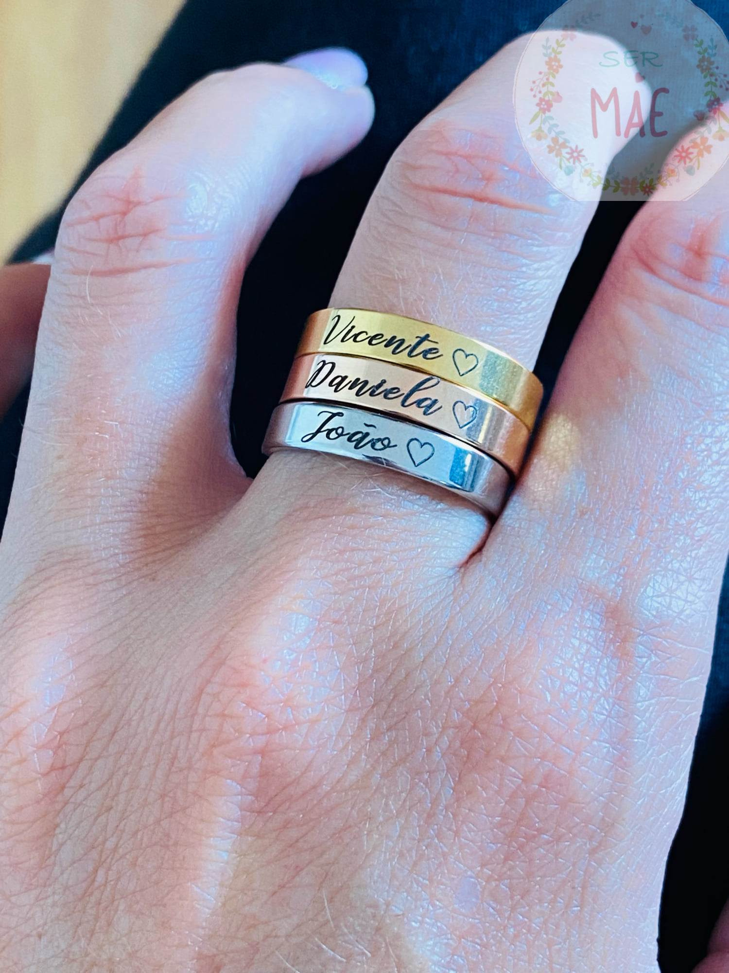 Conjunto de 3 Anéis Personalizados