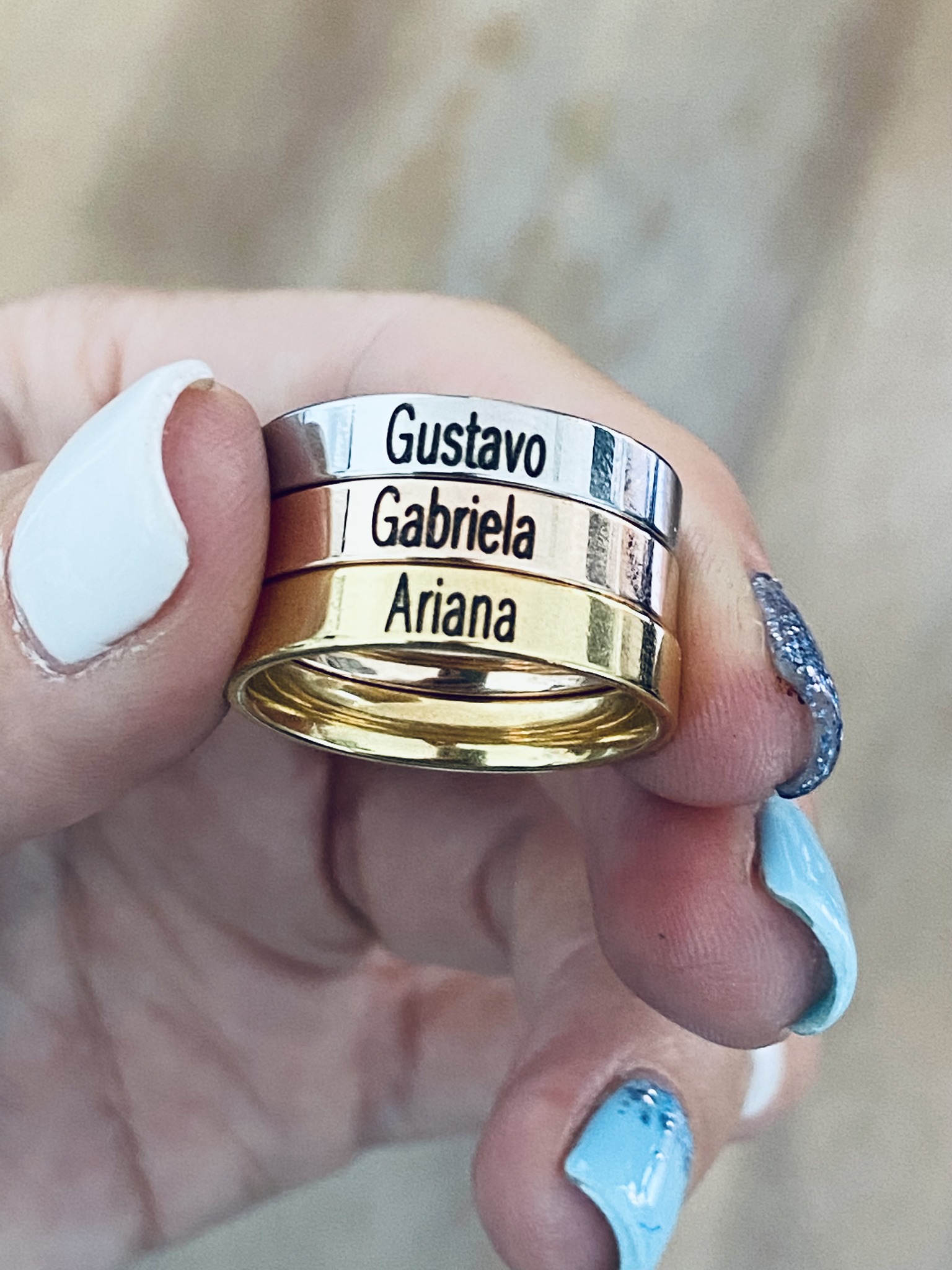 Conjunto de 3 Anéis Personalizados