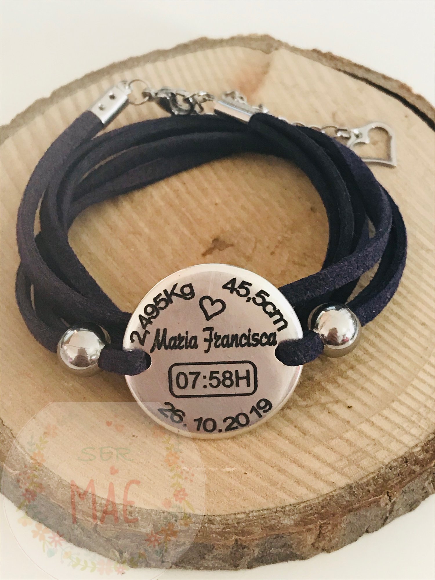 Pulseira Dupla em Camurça com Medalha Personalizada