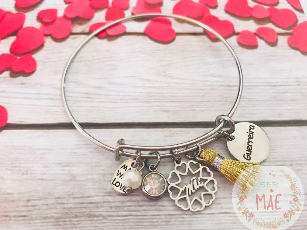 Pulseira Escrava Mãe + medalha personalizada