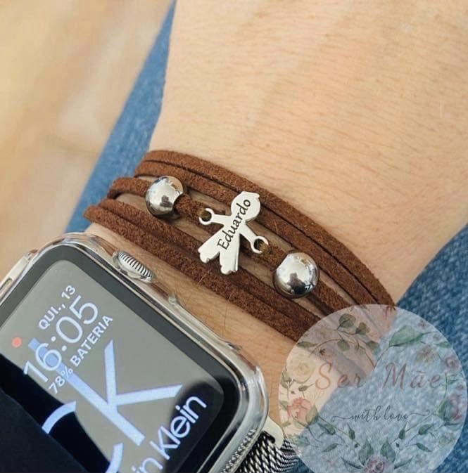 Pulseira Camurça com Menino/a Personalizado