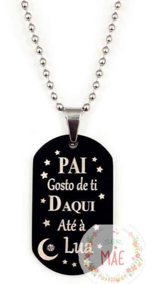 Colar com medalha "Pai gosto de ti daqui até à lua"