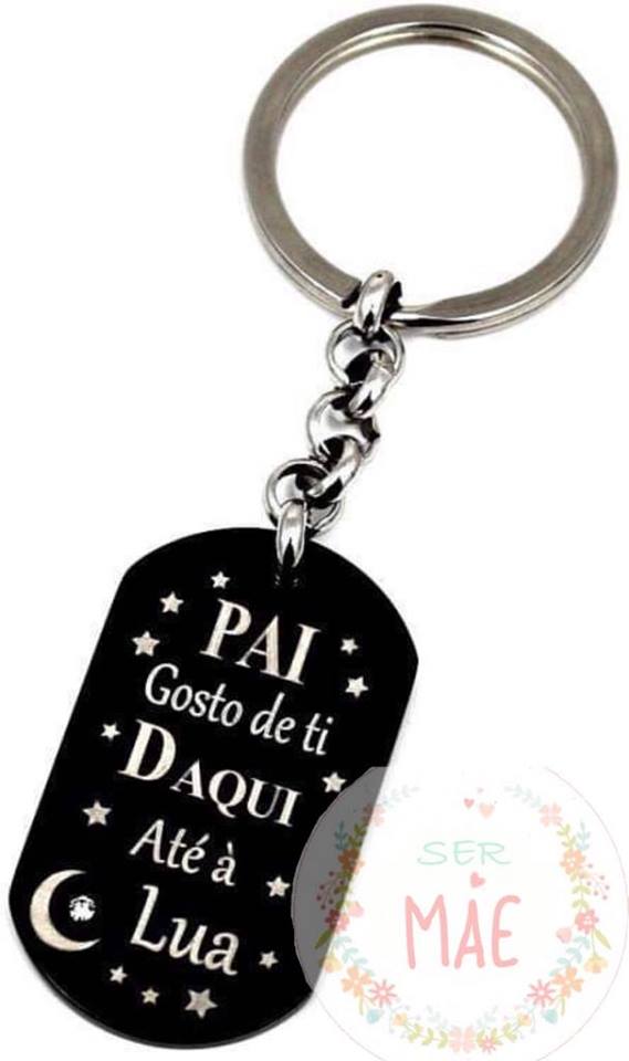 Porta-chaves "Pai Gosto de ti daqui até à lua"