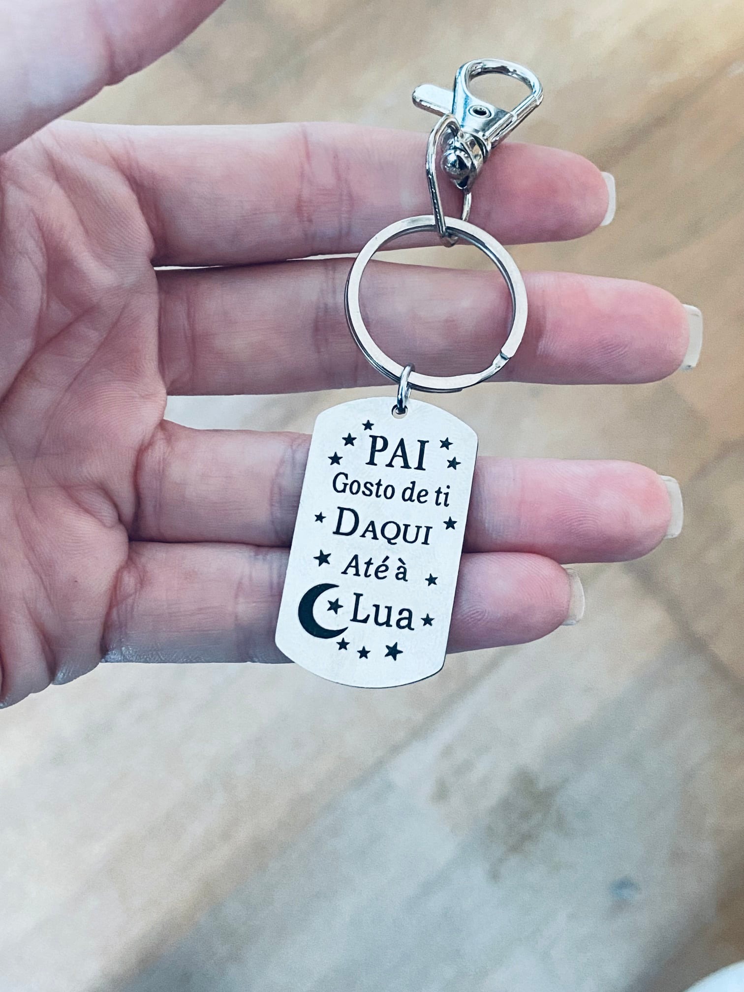 Porta-chaves "Pai gosto de ti daqui até à lua"