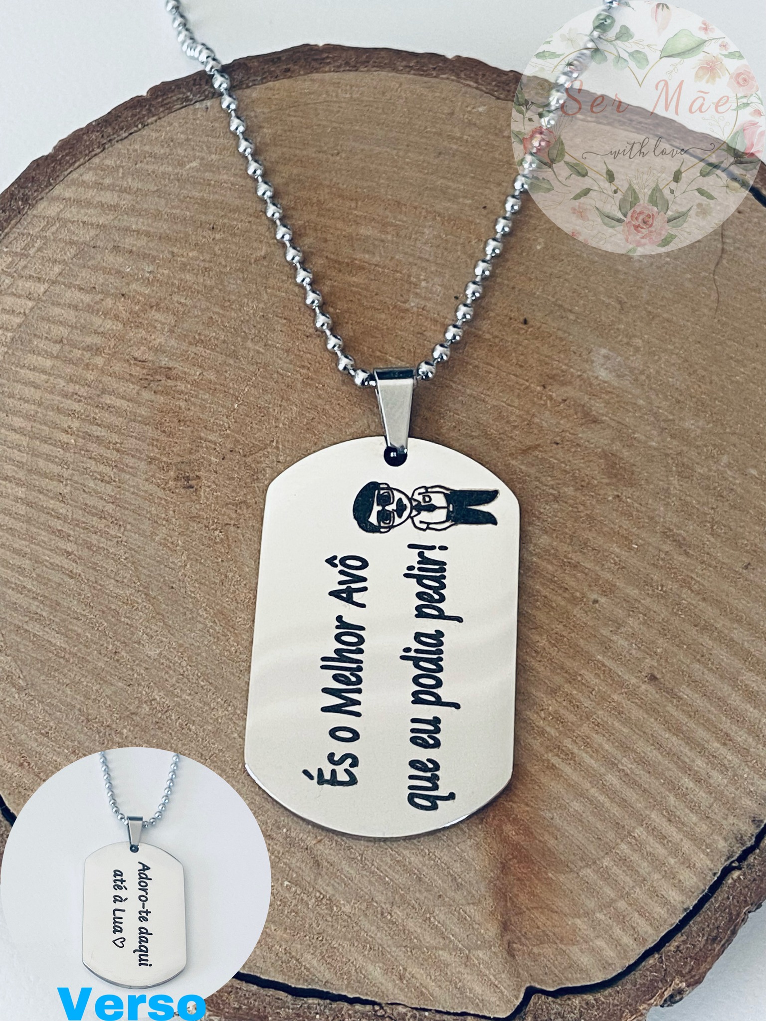 Colar com chapa "tipo militar" Personalizado