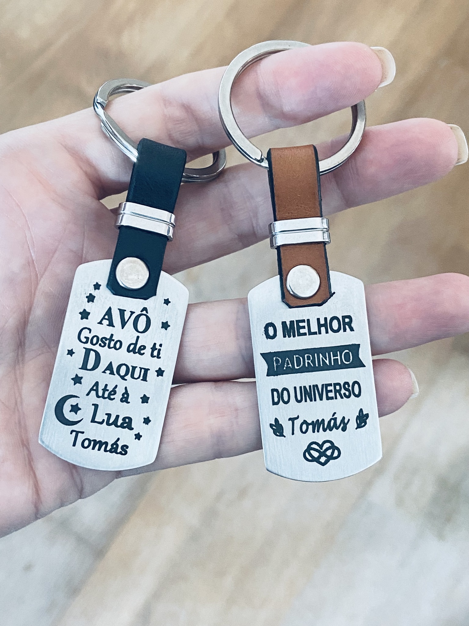 Porta-chaves Couro e Aço Personalizado