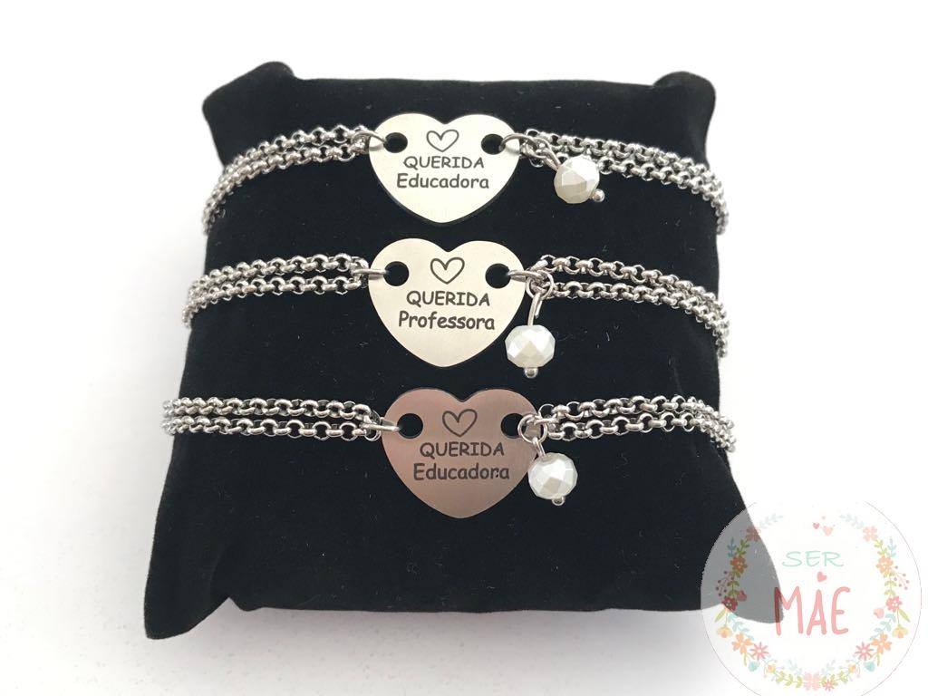 Pulseira dupla com coração personalizado