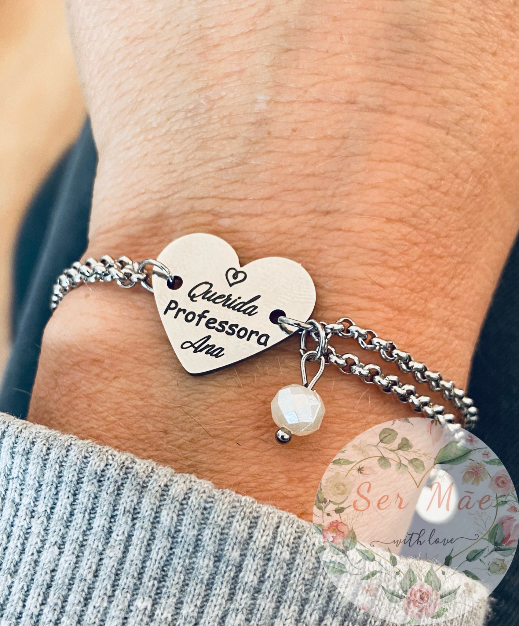 Pulseira dupla com coração Personalizado