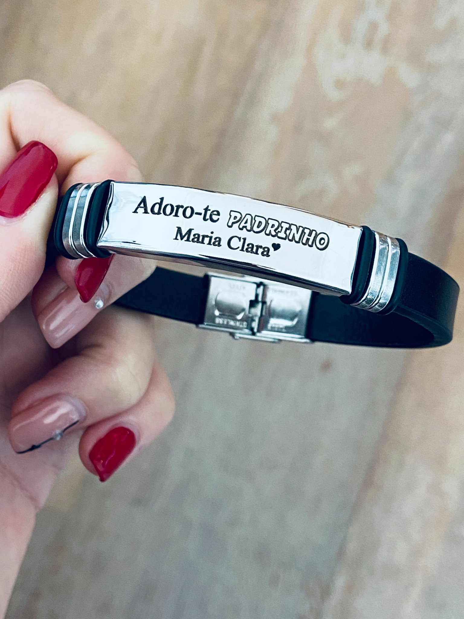 Pulseira Couro "Adoro-te Padrinho"