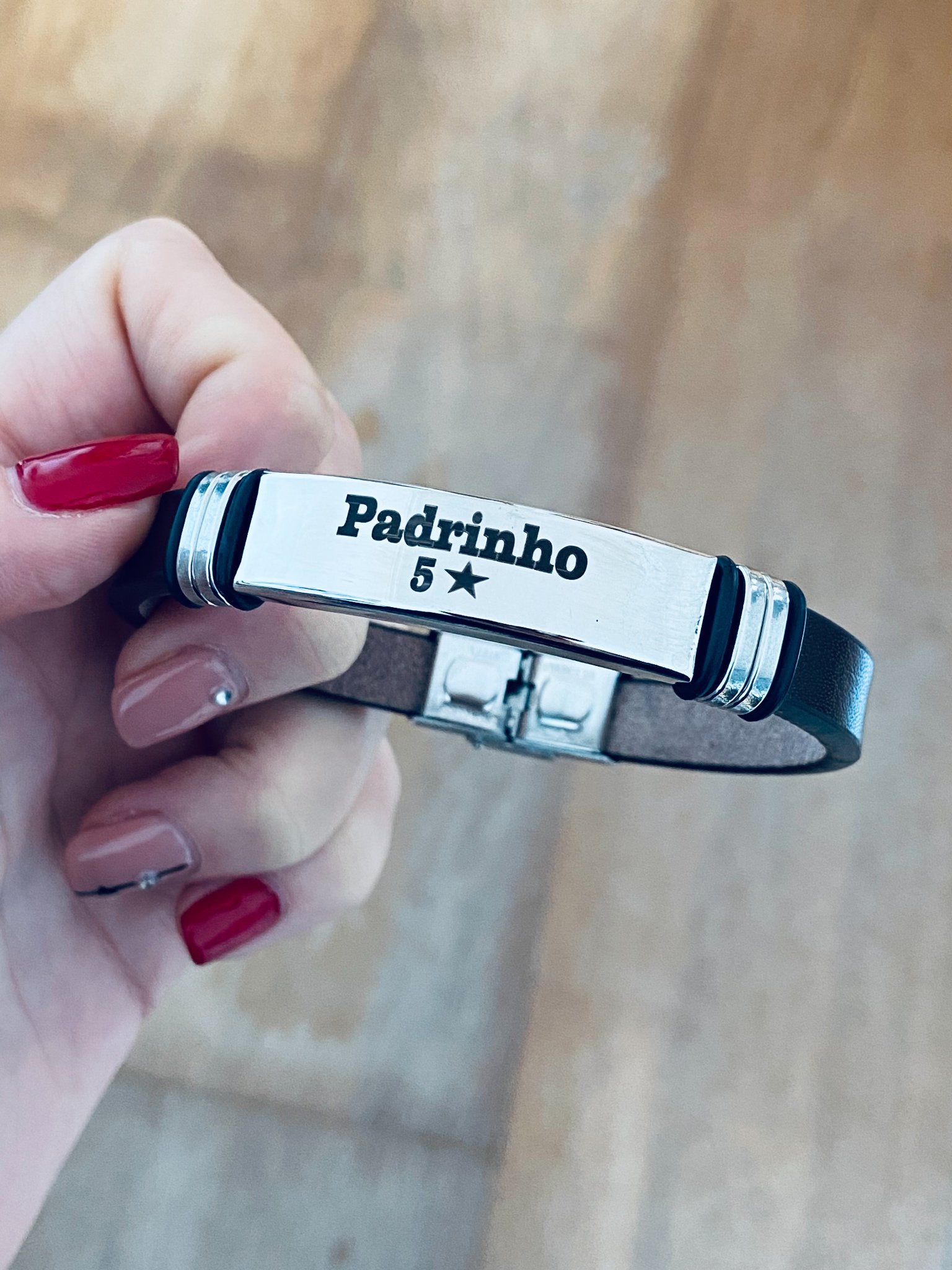 Pulseira Couro "Padrinho 5*"
