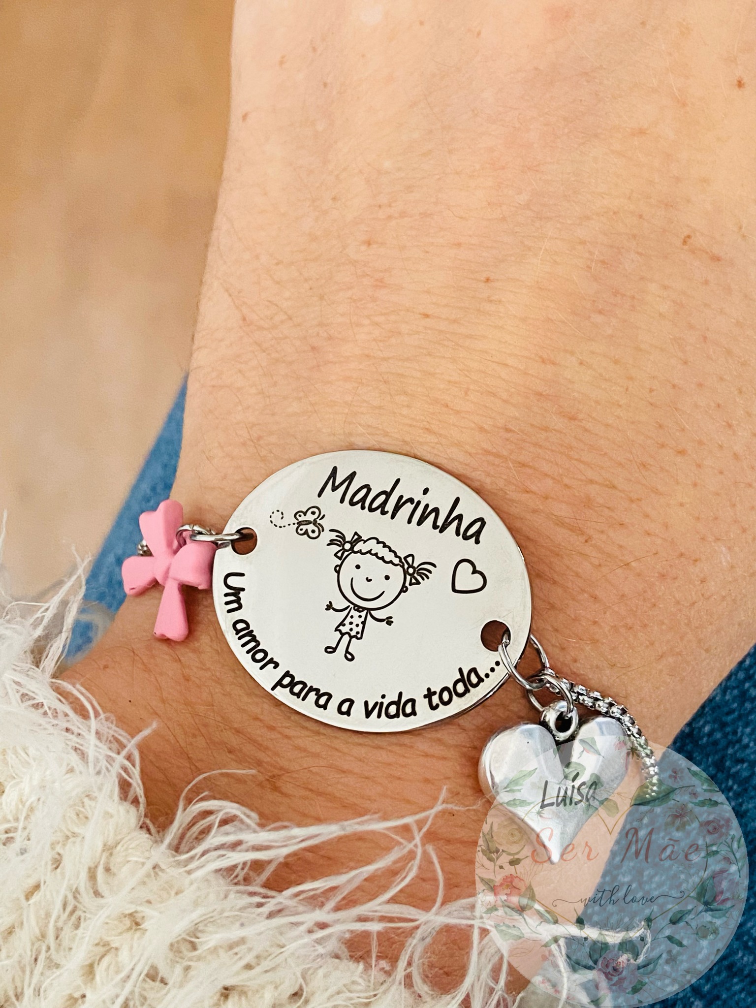 Pulseira Madrinha com medalha Oval