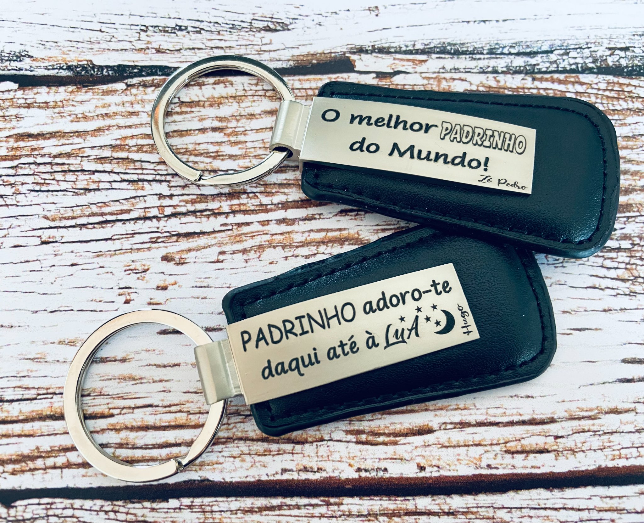 Porta-chaves Couro e Aço "Padrinho 5*"