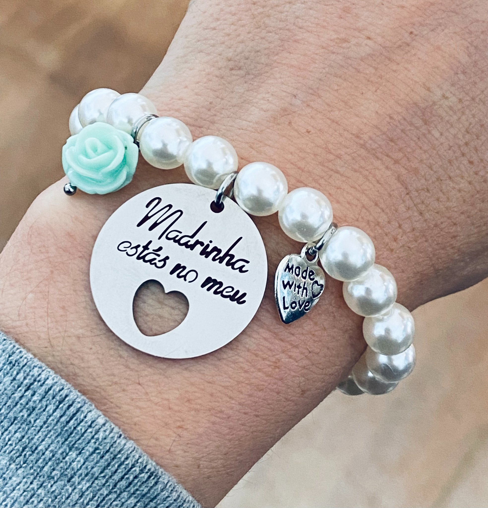Pulseira Pérolas "Madrinha estás no meu coração"