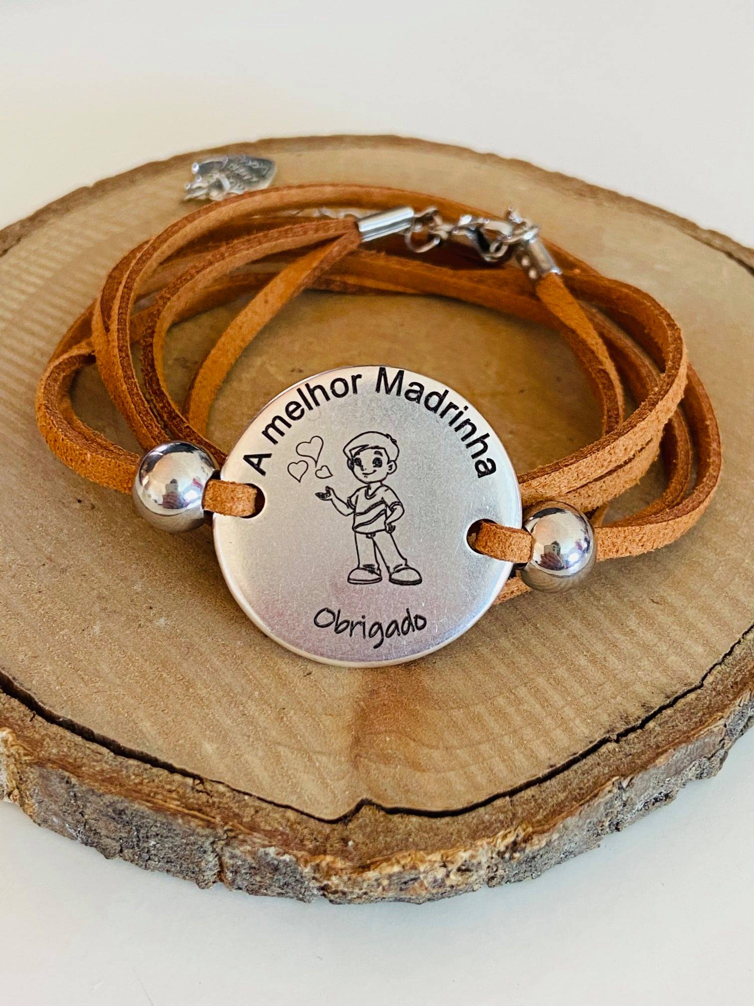 Pulseira Dupla em Camurça " A melhor Madrinha"