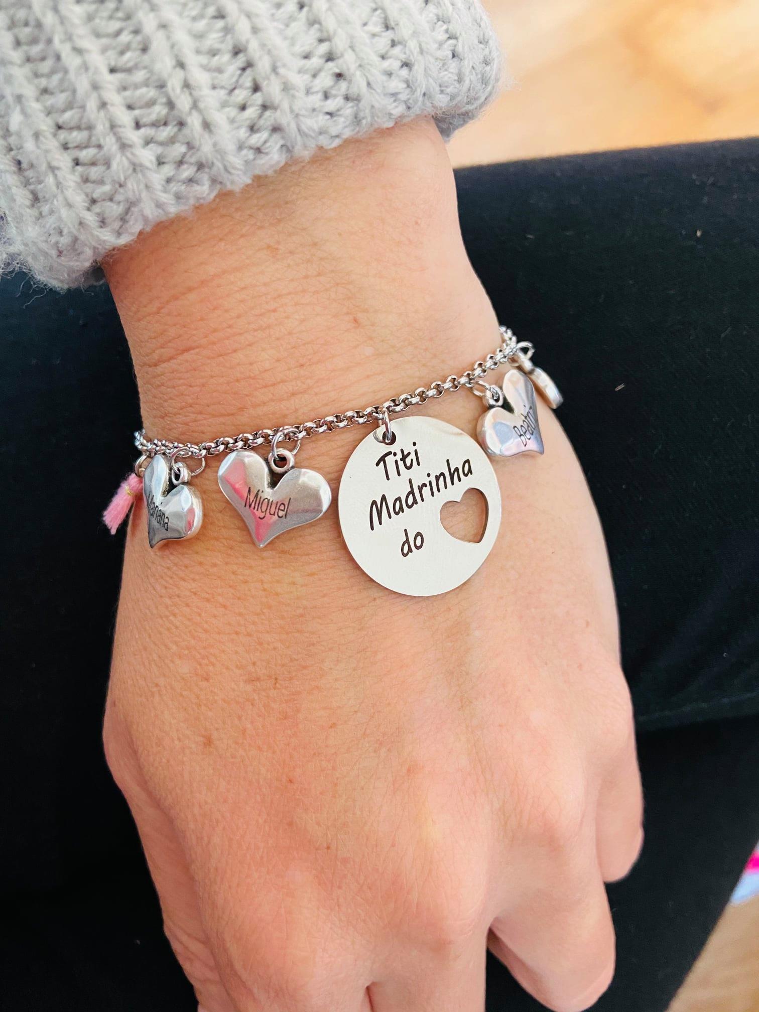 Pulseira Madrinha Medalha + Coração 