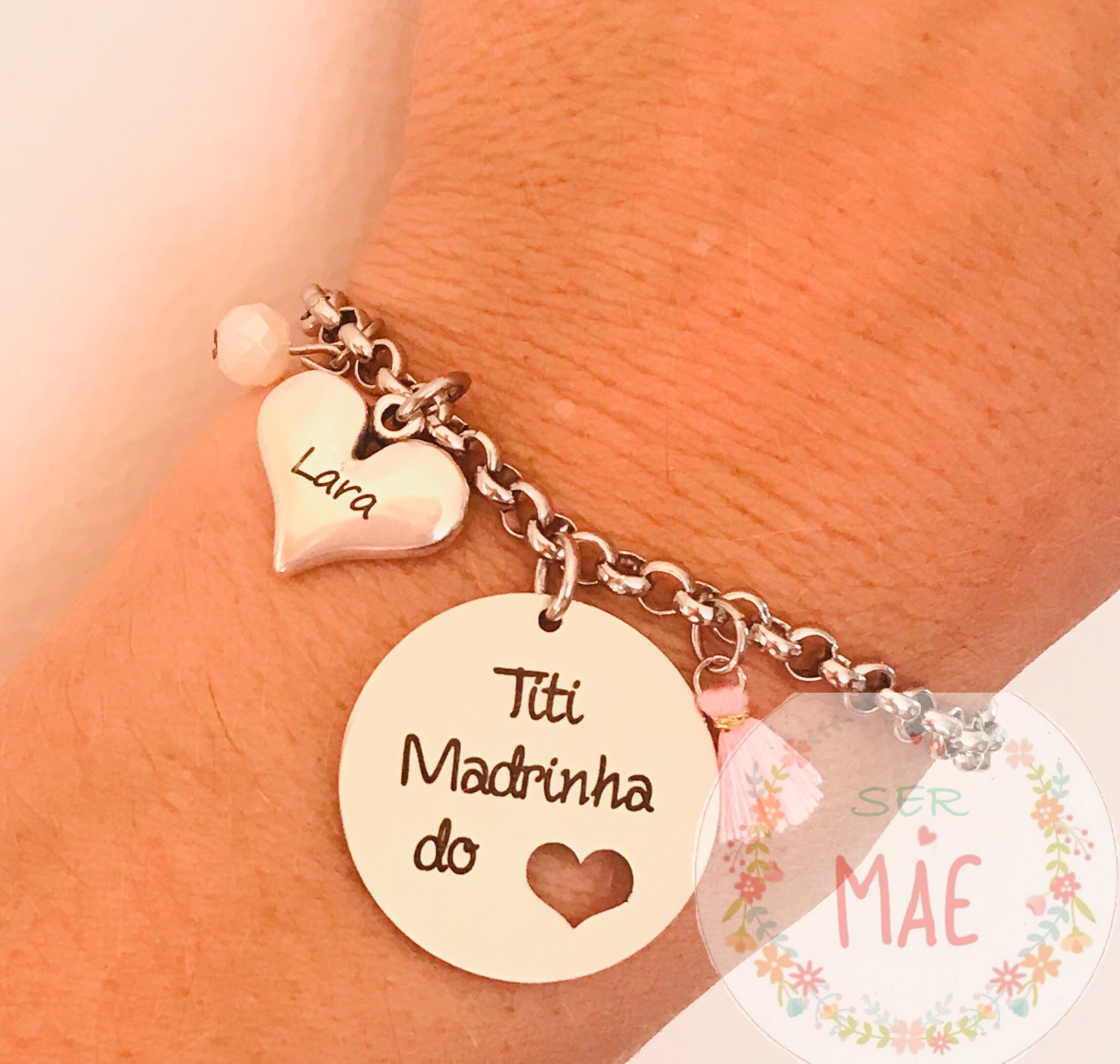 Pulseira "Titi Madrinha do coração"