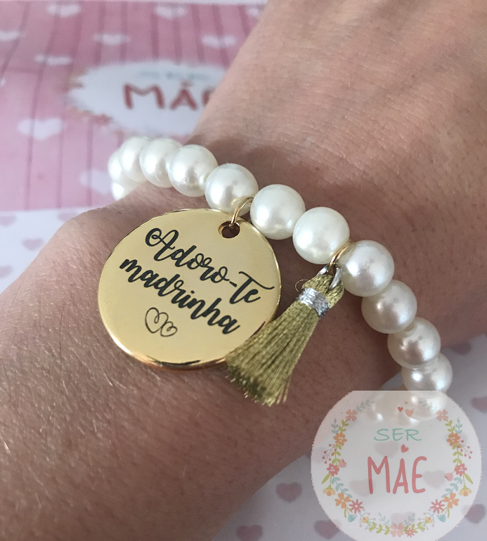 Pulseira Pérolas "Adoro-te Madrinha"