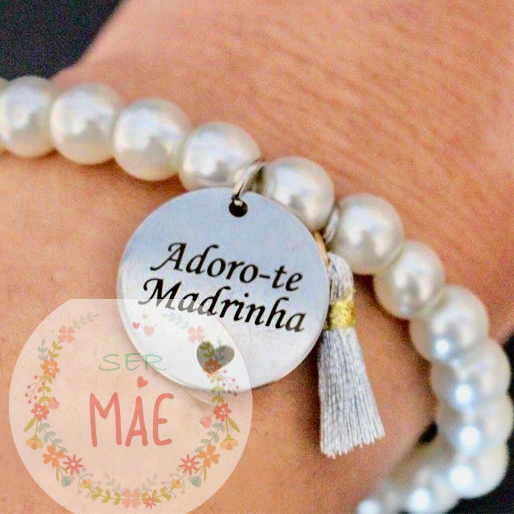 Pulseira Pérolas "Adoro-te Madrinha"