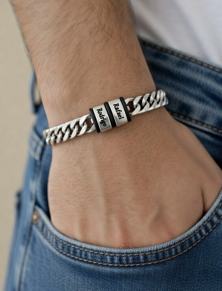 Pulseira aço com peças Personalizadas