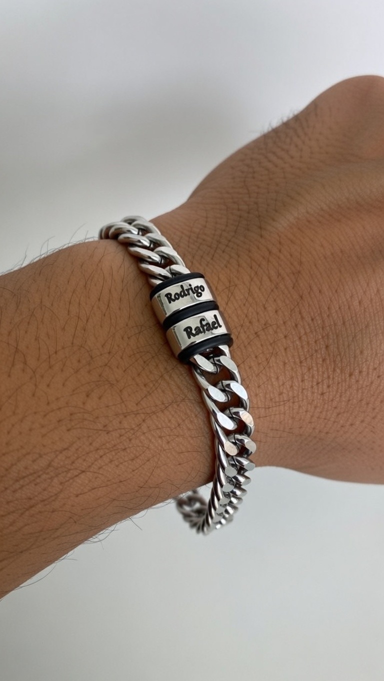 Pulseira aço com peças Personalizadas