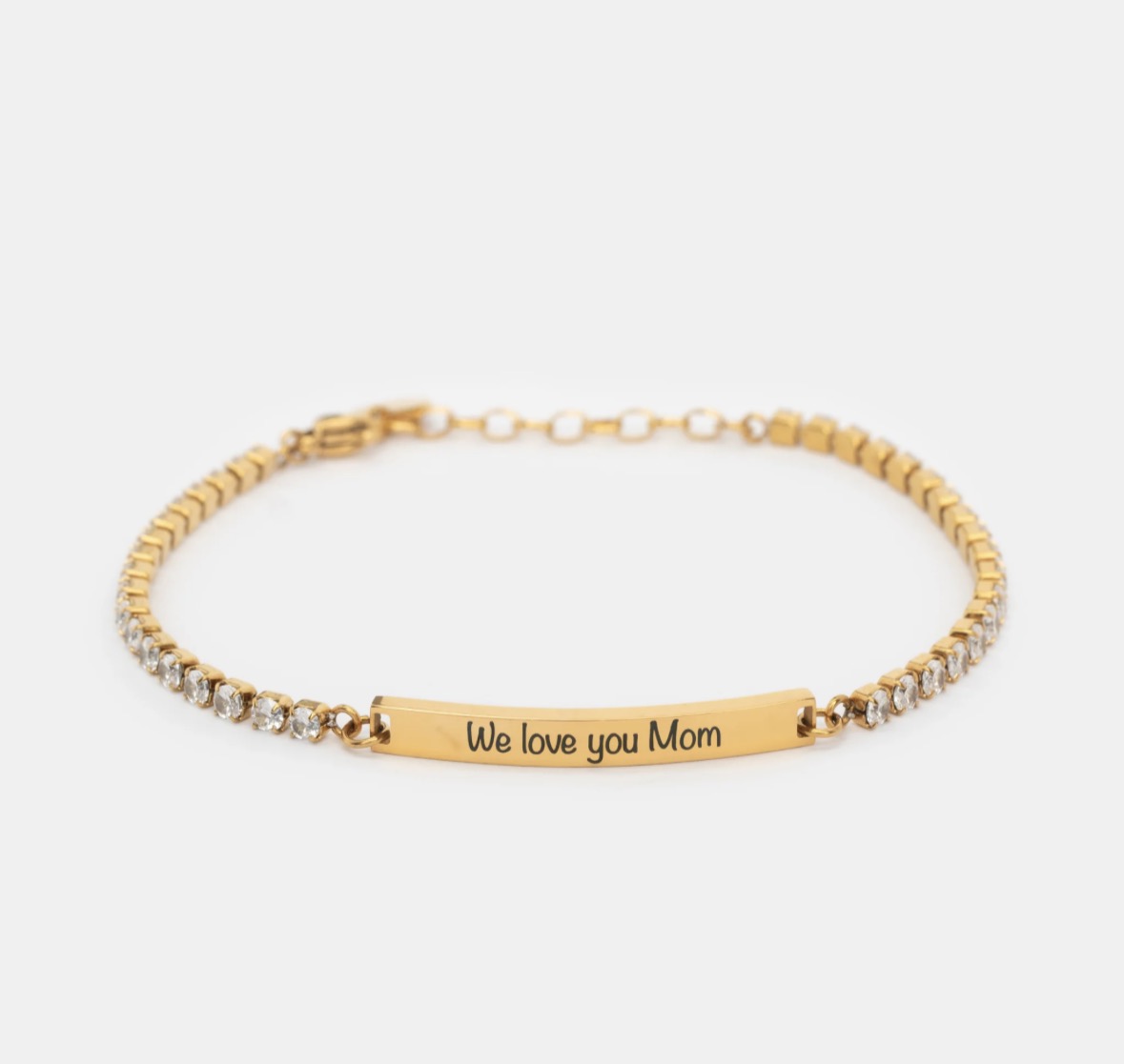 Pulseira aço com brilhantes chapa personalizada