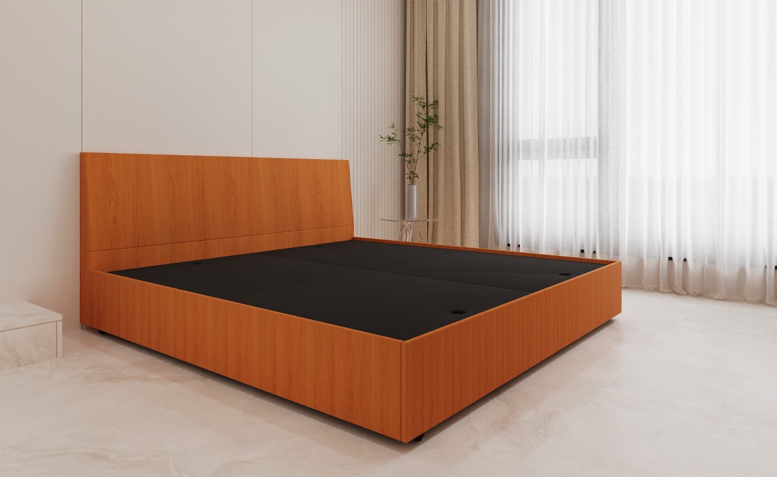 Engineered Wood King Size Bed (Without Storage) – Oxford Cherry Finish