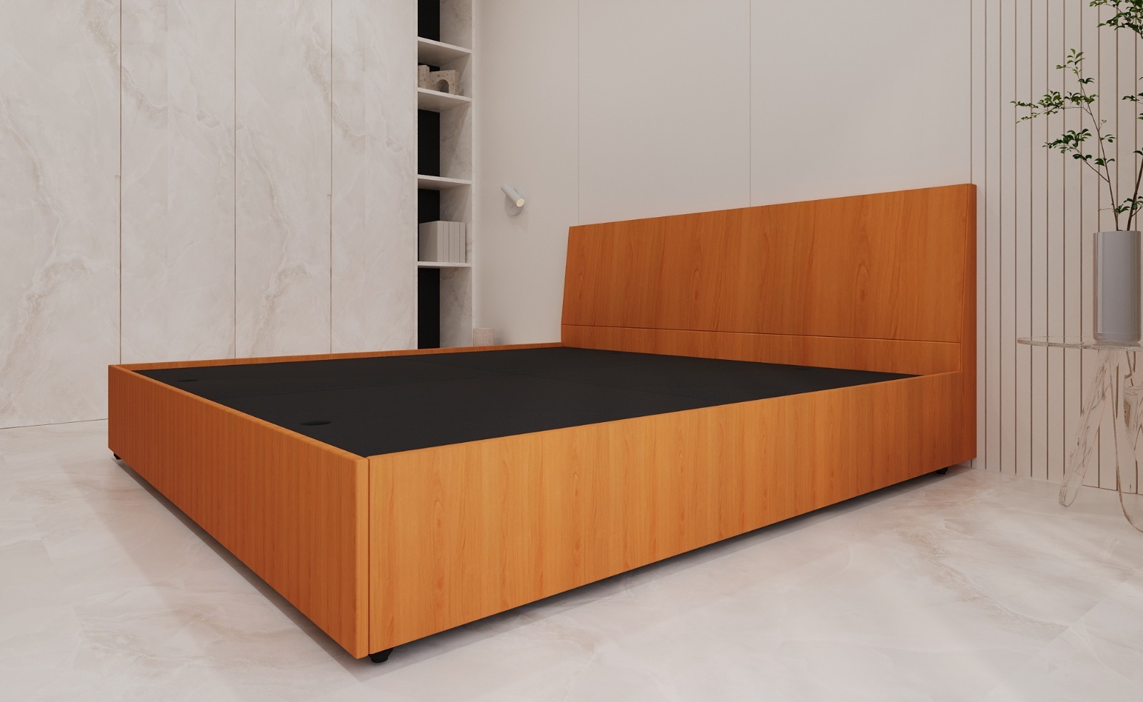 Engineered Wood King Size Bed (Without Storage) – Oxford Cherry Finish