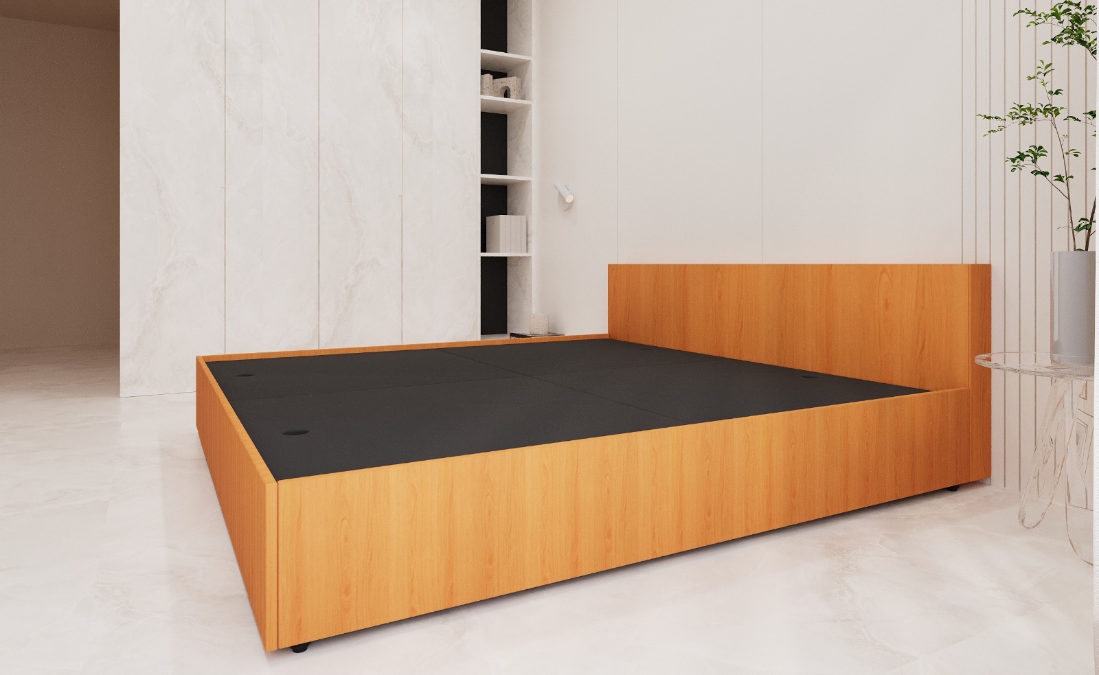 Engineered Wood King Size Bed (Without Storage) – Oxford Cherry Finish