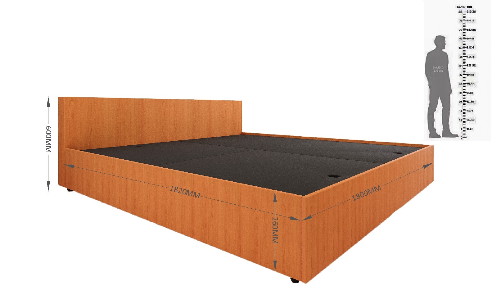 Engineered Wood King Size Bed (Without Storage) – Oxford Cherry Finish