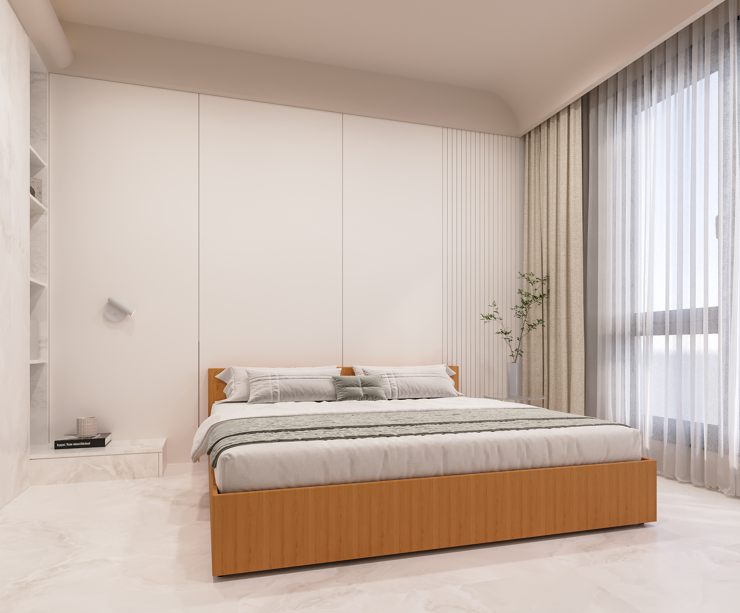 Engineered Wood King Size Bed (Without Storage) – Oxford Cherry Finish