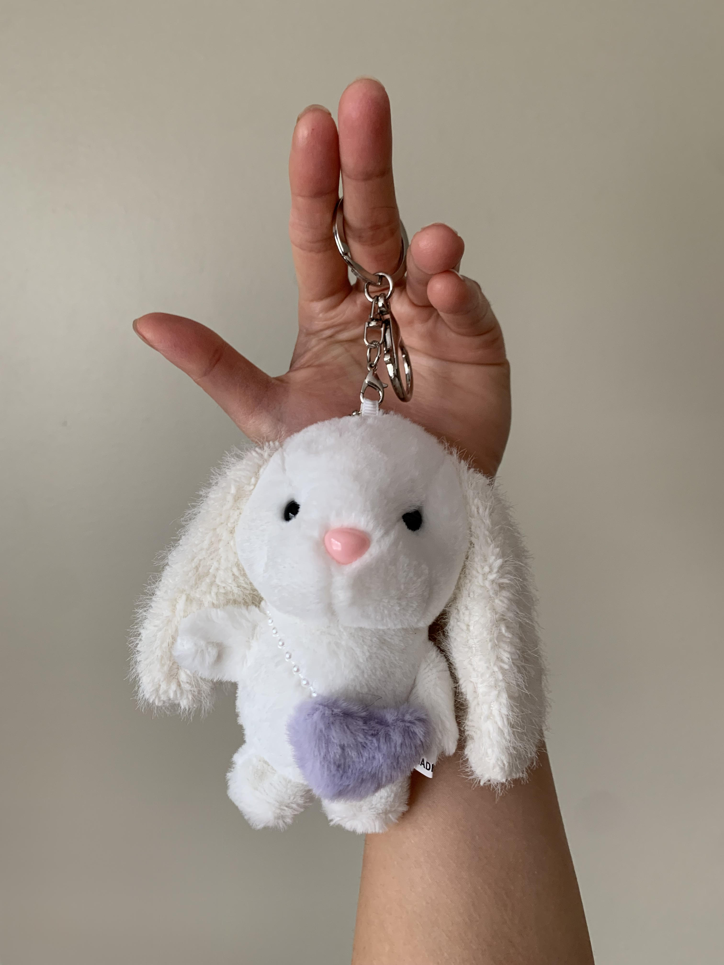Mini Plush Keychains Long Ear Bunny with Shoulder Bag 