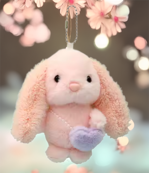 Mini Plush Keychains Long Ear Bunny with Shoulder Bag