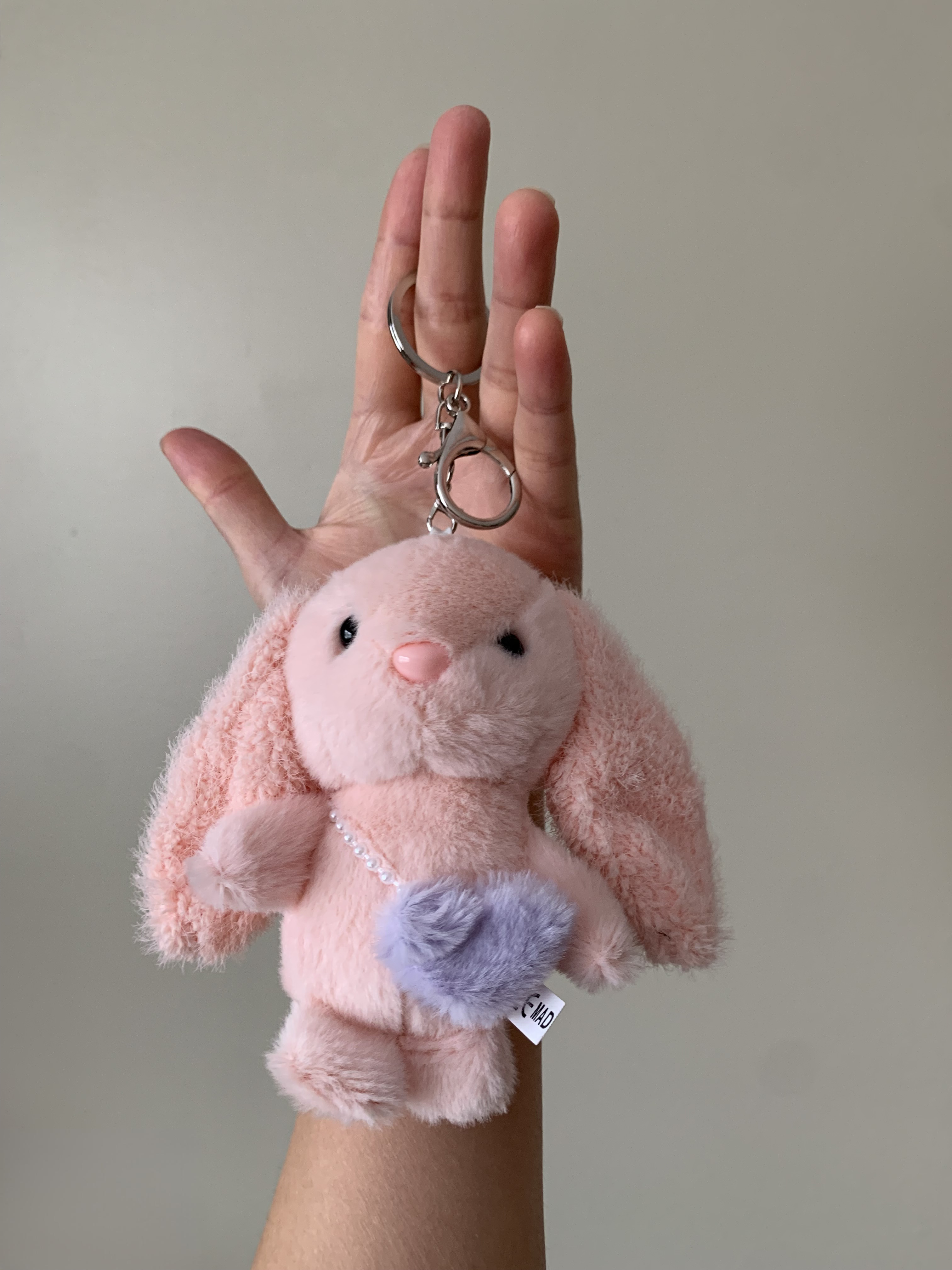 Mini Plush Keychains Long Ear Bunny with Shoulder Bag 