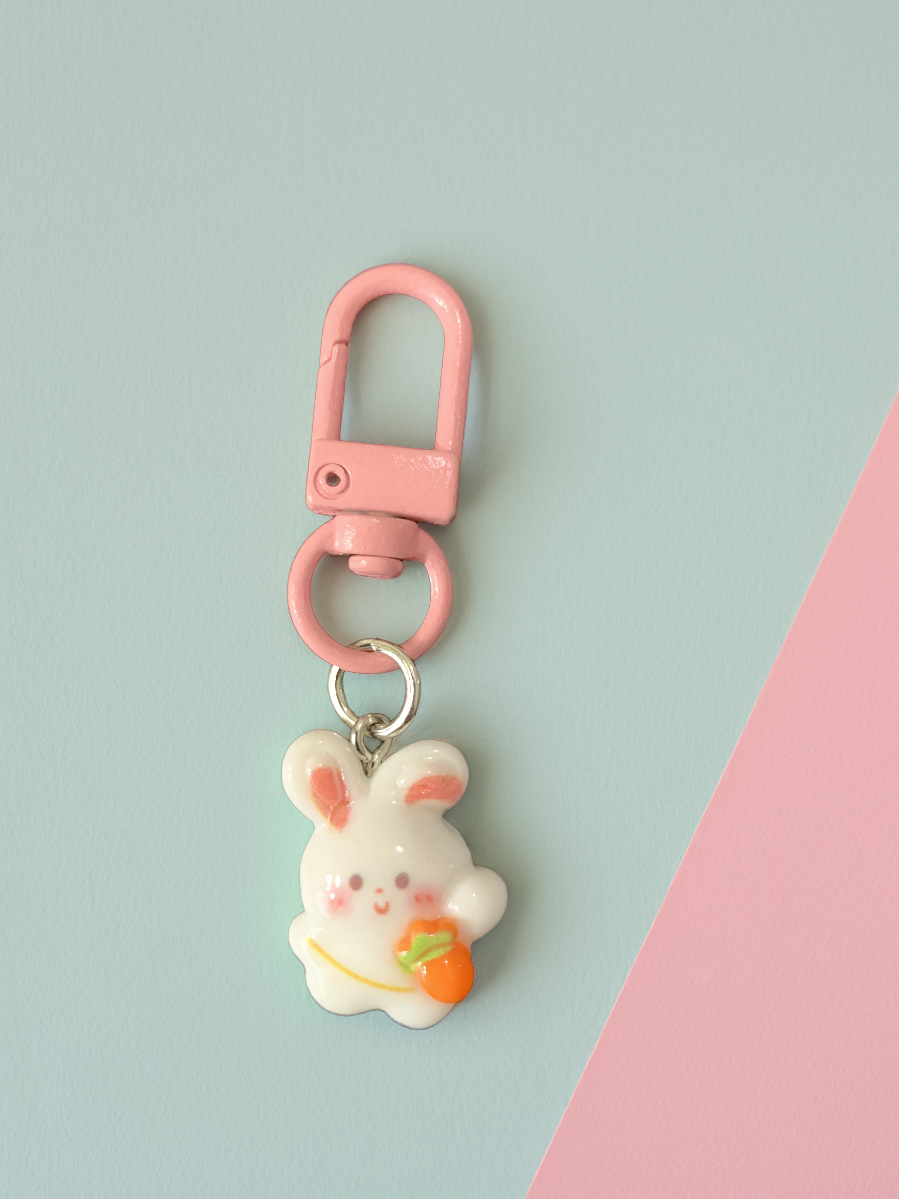 Rabbit with Tulip Resin Keychain 