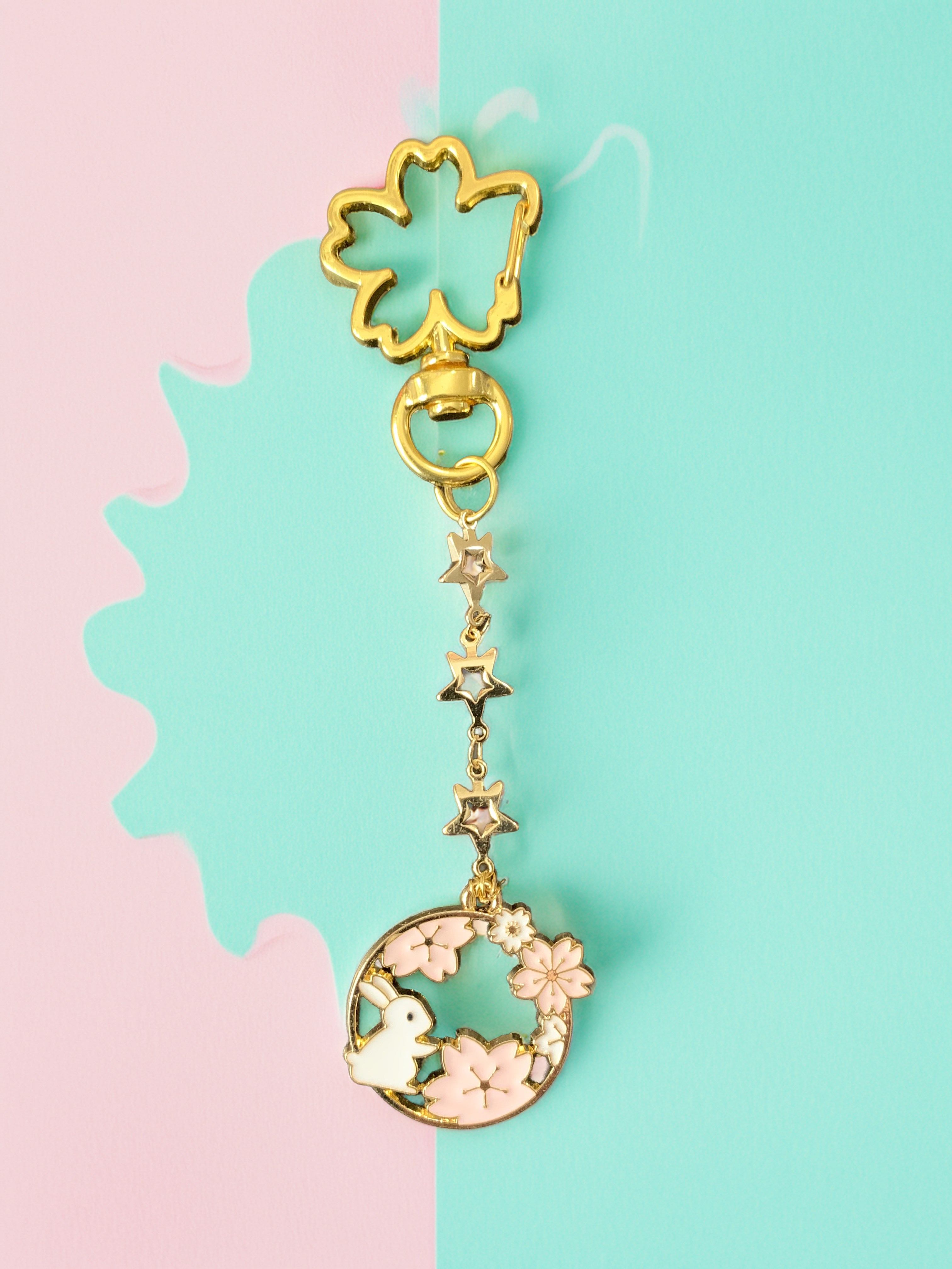 Cherry Blossom Bunny Keychain