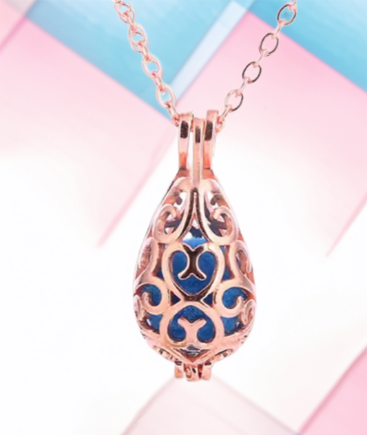 Rose Gold Teardrop Shape Aromatherapy Essential Oil Diffuser Pendant Necklace