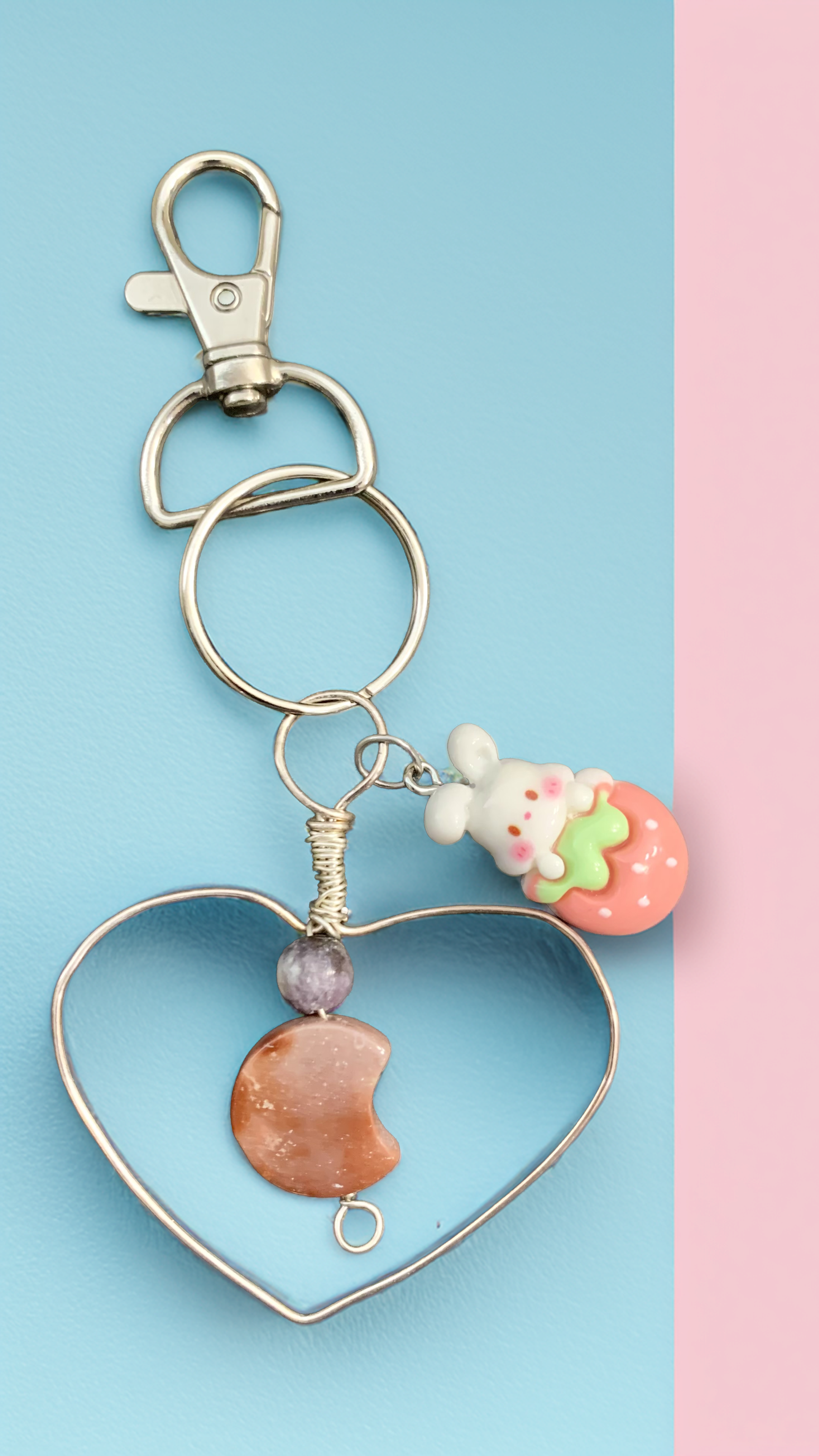Heart-shaped Bunny Keychain