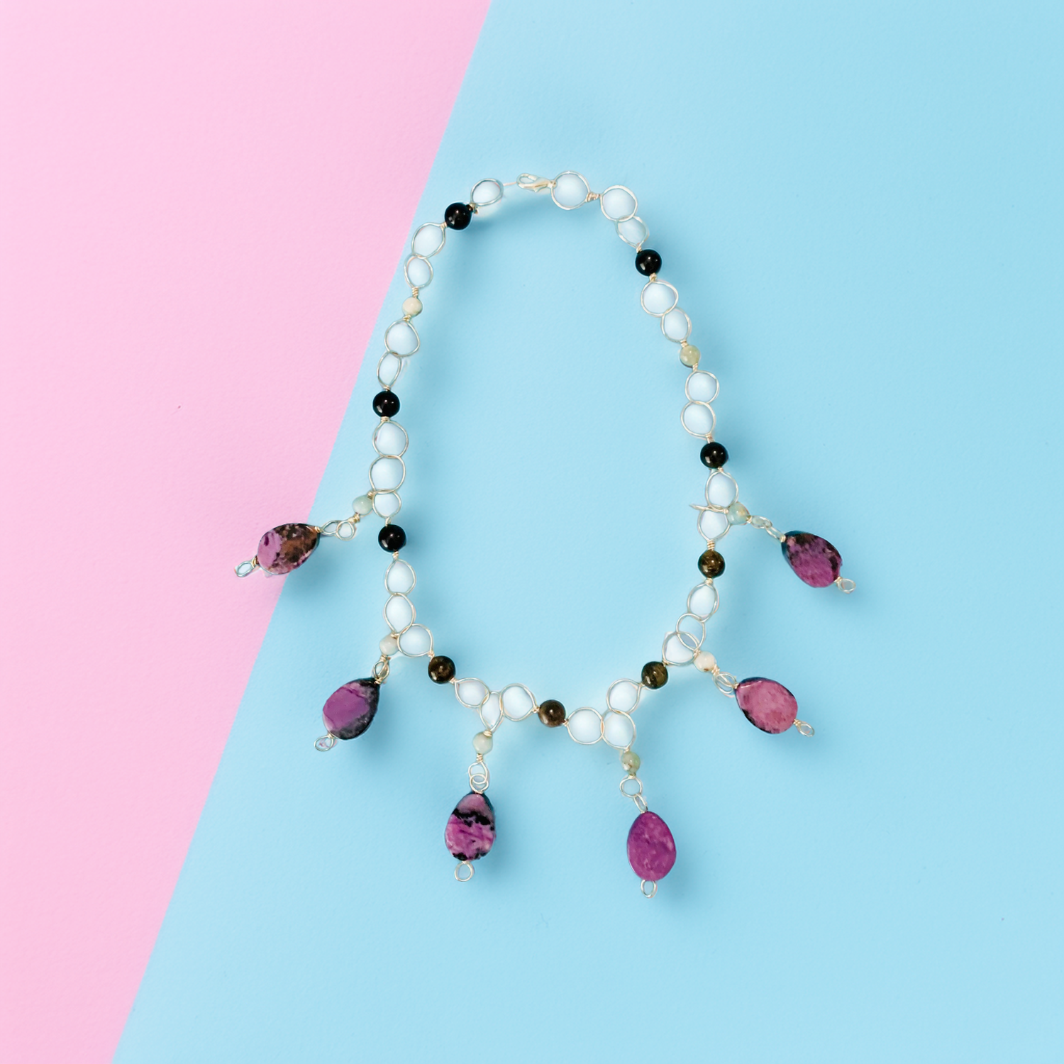 Enchanted Elegance Necklace – Teardrop Amethysts and Tourmalines