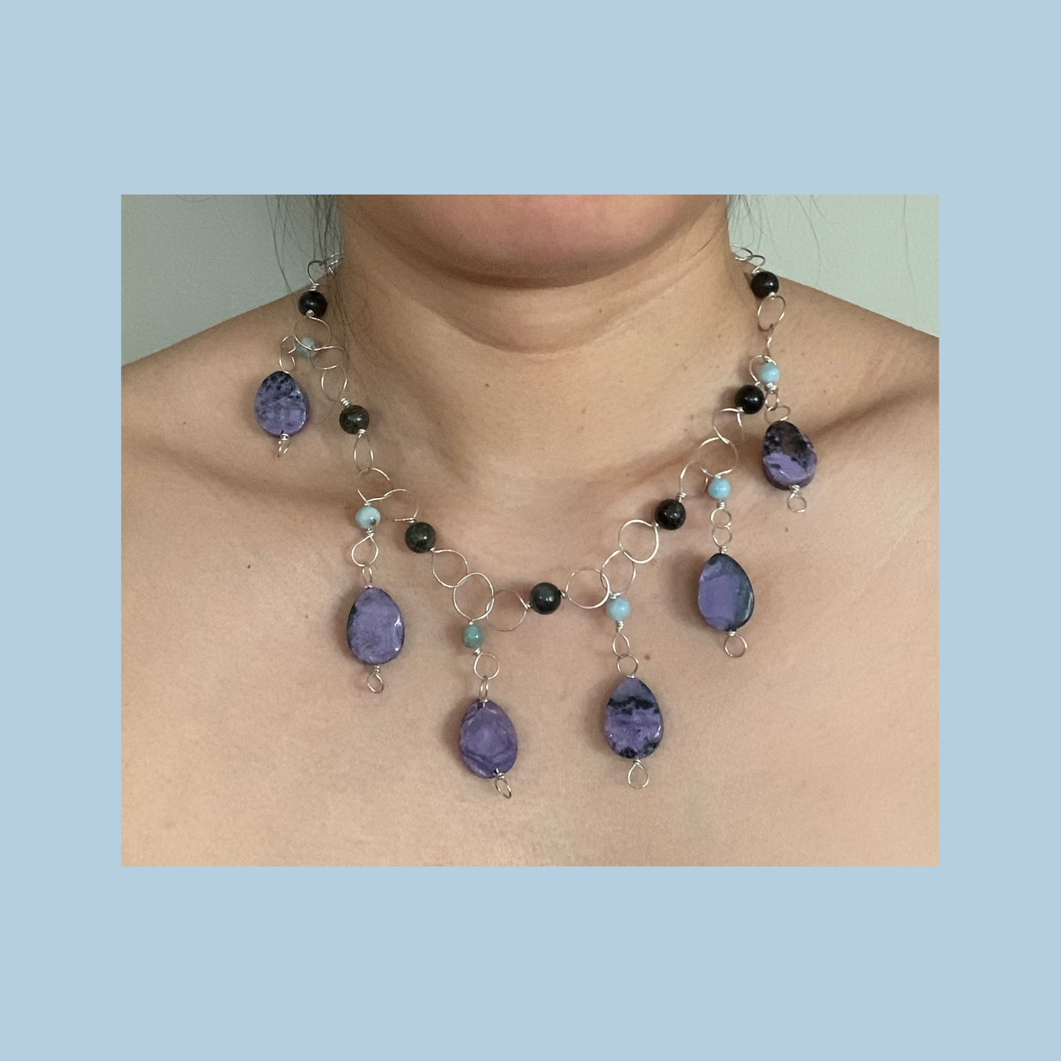 Enchanted Elegance Necklace – Teardrop Amethysts and Tourmalines