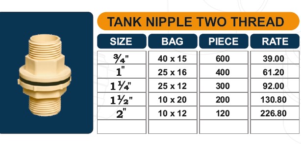 Tank Nipple Two Thread