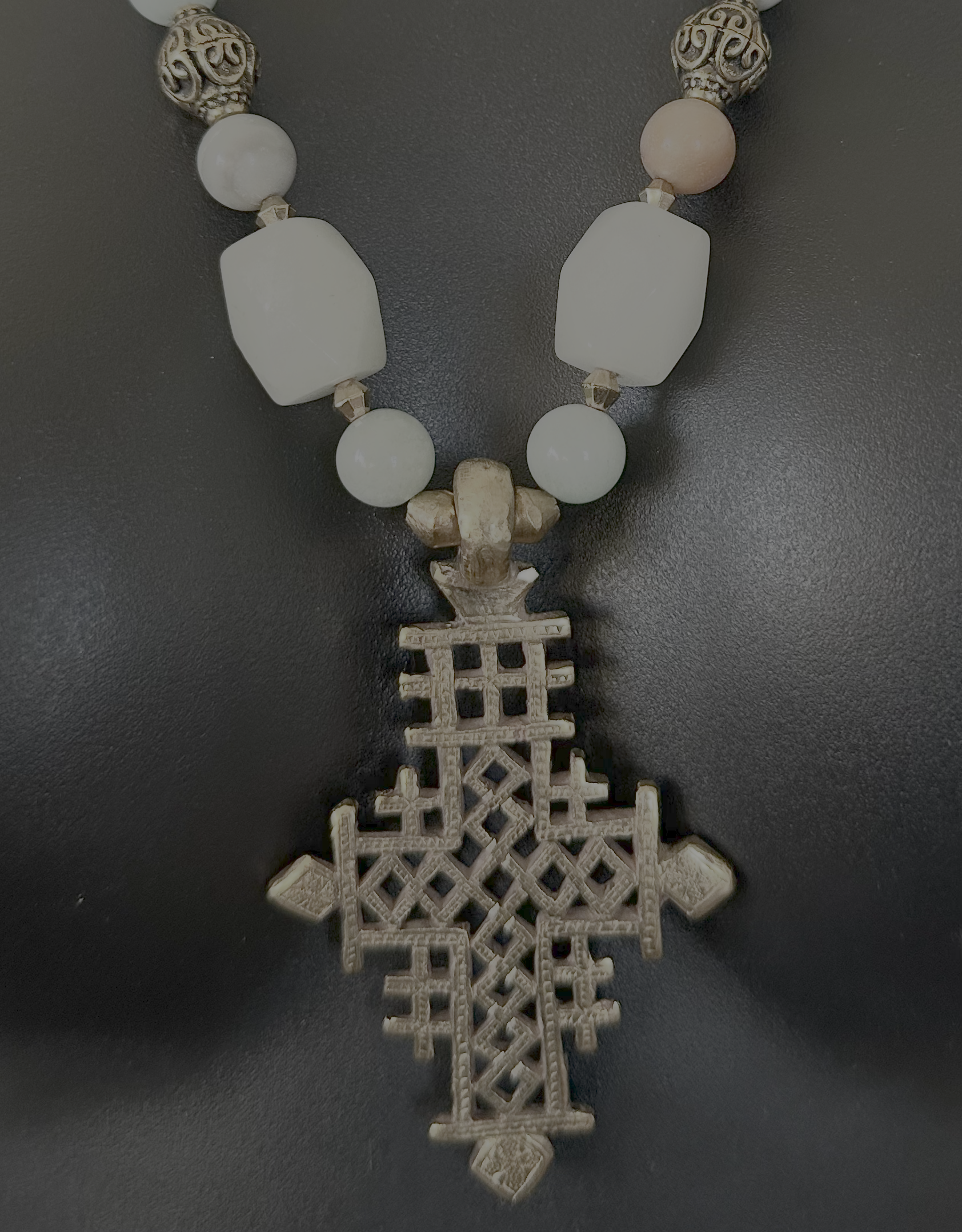 Handcrafted Amazonite Necklace with Coptic Cross Pendant